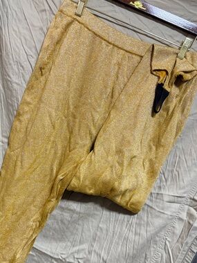 Chaus Gold Metallic Drop-Crotch stirrup pants